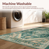 Ultra Soft Area Rug, Non Slip, Stain Resistant, Washable Area Rugs for Living Room, Bedroom, Elegant Abstract Tiled Composition(Green)
