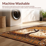 Ultra Soft Area Rug, Non Slip, Stain Resistant, Washable Area Rugs for Living Room, Bedroom, Vibrant Tree of Life Aesthetic(Gold)