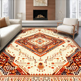 Ultra Soft Area Rug, Non Slip, Stain Resistant, Washable Area Rugs for Living Room, Bedroom, Rustic Ethnic Patterned Elegance(Beige)