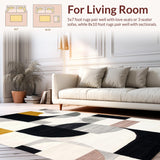 Ultra Soft Area Rug, Non Slip, Stain Resistant, Washable Area Rugs for Living Room, Bedroom, Contemporary Abstract Design Rug with Striking Geometric Shapes(Gray)