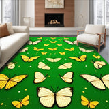 Ultra Soft Area Rug, Non Slip, Stain Resistant, Washable Area Rugs for Living Room, Bedroom, Contemporary Leafy Insect Illustrations(Green)