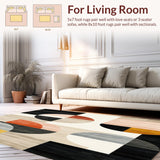 Modern Abstract Geometric Circles Warm Colors Area Beige Black(Gray)