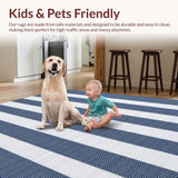 Ultra Soft Area Rug, Non Slip, Stain Resistant, Washable Area Rugs for Living Room, Bedroom, Contemporary Blue Tidal Pattern(Blue)
