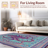 Ultra Soft Area Rug, Non Slip, Stain Resistant, Washable Area Rugs for Living Room, Bedroom, Undersea Creature Carpet:  Intricate Tentacle Art(Purple)