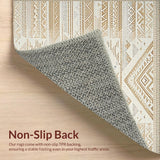 Ultra Soft Area Rug, Non Slip, Stain Resistant, Washable Area Rugs for Living Room, Bedroom, Rustic Woven Textured Pattern(Beige)
