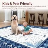 Ultra Soft Area Rug, Non Slip, Stain Resistant, Washable Area Rugs for Living Room, Bedroom, Lively Ocean Wave Decorative Style(Blue)
