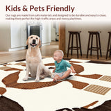 Ultra Soft Area Rug, Non Slip, Stain Resistant, Washable Area Rugs for Living Room, Bedroom, Waterproof Abstract Animal Inspired Design Beige & Brown(Beige)