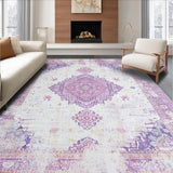 Ultra Soft Area Rug, Non Slip, Stain Resistant, Washable Area Rugs for Living Room, Bedroom, Contemporary Abstract Lattice Arrangement(Purple)