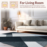 Ultra Soft Area Rug, Non Slip, Stain Resistant, Washable Area Rugs for Living Room, Bedroom, Contemporary Area Rug with Easy Care for Family Spaces(Black)