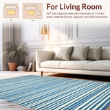 Ultra Soft Area Rug, Non Slip, Stain Resistant, Washable Area Rugs for Living Room, Bedroom, Stylish Modern Coastal Lines(Blue)