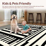 Ultra Soft Area Rug, Non Slip, Stain Resistant, Washable Area Rugs for Living Room, Bedroom, Striking Zebra Style Rug(Black)