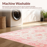 Ultra Soft Area Rug, Non Slip, Stain Resistant, Washable Area Rugs for Living Room, Bedroom, Luxurious Earthy Floral Motif(Beige)