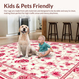 Ultra Soft Area Rug, Non Slip, Stain Resistant, Washable Area Rugs for Living Room, Bedroom, Vibrant Tropical Bloom Design(White)