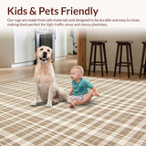 Ultra Soft Area Rug, Non Slip, Stain Resistant, Washable Area Rugs for Living Room, Bedroom, Chic Minimalist Patterned Texture(Beige)