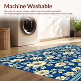 Ultra Soft Area Rug, Non Slip, Stain Resistant, Washable Area Rugs for Living Room, Bedroom, Boho Vintage Blue Living Room Non Slip Rug(Blue)
