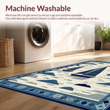 Ultra Soft Area Rug, Non Slip, Stain Resistant, Washable Area Rugs for Living Room, Bedroom, Coastal Nautical Sailboat Aesthetic(Blue)