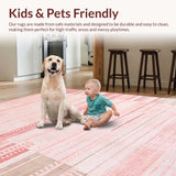 Ultra Soft Area Rug, Non Slip, Stain Resistant, Washable Area Rugs for Living Room, Bedroom, Stylish Earthy Toned Charm(Pink)