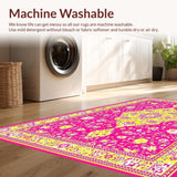 Ultra Soft Area Rug, Non Slip, Stain Resistant, Washable Area Rugs for Living Room, Bedroom, Cozy Earthy Toned Medallion(Pink)