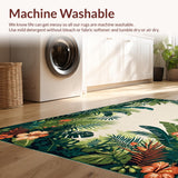 Ultra Soft Area Rug, Non Slip, Stain Resistant, Washable Area Rugs for Living Room, Bedroom, Tropical Flora Abstract Motif(Beige)