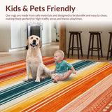 Ultra Soft Area Rug, Non Slip, Stain Resistant, Washable Area Rugs for Living Room, Bedroom, Vibrant Abstract Rainbow Design(Orange)