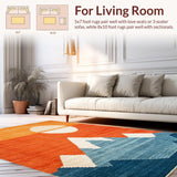 Ultra Soft Area Rug, Non Slip, Stain Resistant, Washable Area Rugs for Living Room, Bedroom, Chic Contemporary Color Play(Orange)