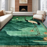 Ultra Soft Area Rug, Non Slip, Stain Resistant, Washable Area Rugs for Living Room, Bedroom, Refreshing Earthy Tones Optical Play(Green)