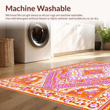 Ultra Soft Area Rug, Non Slip, Stain Resistant, Washable Area Rugs for Living Room, Bedroom, Transitional Patterned Warmth and Color(Orange)