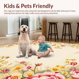 Ultra Soft Area Rug, Non Slip, Stain Resistant, Washable Area Rugs for Living Room, Bedroom, Serene Neutral Botanical Composition(Beige)