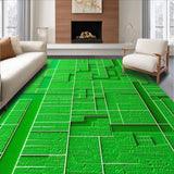 Ultra Soft Area Rug, Non Slip, Stain Resistant, Washable Area Rugs for Living Room, Bedroom, 3D Green City Life Playroom Activity Rug(Green)