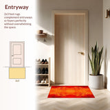 Ultra Soft Area Rug, Non Slip, Stain Resistant, Washable Area Rugs for Living Room, Bedroom, Chic Abstract Flame Aesthetic Fusion(Orange)