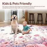 Ultra Soft Area Rug, Non Slip, Stain Resistant, Washable Area Rugs for Living Room, Bedroom, Vibrant Nature-Inspired Insect Design(Pink)