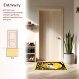 Ultra Soft Area Rug, Non Slip, Stain Resistant, Washable Area Rugs for Living Room, Bedroom, Bright Cheerful Pollinator Theme(Yellow)