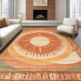 Ultra Soft Area Rug, Non Slip, Stain Resistant, Washable Area Rugs for Living Room, Bedroom, Abstract Sun and Moon Motif(Orange)