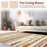 Ultra Soft Area Rug, Non Slip, Stain Resistant, Washable Area Rugs for Living Room, Bedroom, Artistic Vintage Geometric Accent(Orange)