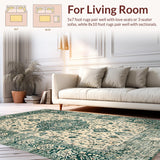 Ultra Soft Area Rug, Non Slip, Stain Resistant, Washable Area Rugs for Living Room, Bedroom, Rustic Floral Geometric Fusion(Beige)