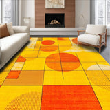 Ultra Soft Area Rug, Non Slip, Stain Resistant, Washable Area Rugs for Living Room, Bedroom, Lively Retro Symmetrical Design(Yellow)