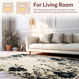Ultra Soft Area Rug, Non Slip, Stain Resistant, Washable Area Rugs for Living Room, Bedroom, Artistic Boho Beige and Black Bloom(Beige)