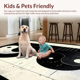 Ultra Soft Area Rug, Non Slip, Stain Resistant, Washable Area Rugs for Living Room, Bedroom, Zen Inspired Circular Artistry(Black)