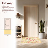 Ultra Soft Area Rug, Non Slip, Stain Resistant, Washable Area Rugs for Living Room, Bedroom, Vibrant Cute Nature-Inspired Print(Beige)