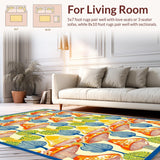 Ultra Soft Area Rug, Non Slip, Stain Resistant, Washable Area Rugs for Living Room, Bedroom, Artistic Retro Nature Pattern(Orange)