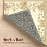 Cream and Beige Ornamental Swirl with Sophisticated Floral Accents(Beige)