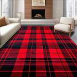 Ultra Soft Area Rug, Non Slip, Stain Resistant, Washable Area Rugs for Living Room, Bedroom, Rustic Vintage Checker Pattern(Red)