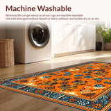 Ultra Soft Area Rug, Non Slip, Stain Resistant, Washable Area Rugs for Living Room, Bedroom, Unique Tibetan Inspired Color Fusion(Orange)