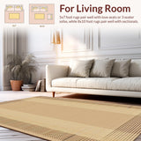 Ultra Soft Area Rug, Non Slip, Stain Resistant, Washable Area Rugs for Living Room, Bedroom, Trendy Subtle Geometric Arrangement(Beige)