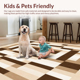 Ultra Soft Area Rug, Non Slip, Stain Resistant, Washable Area Rugs for Living Room, Bedroom, Contour Chequered Area Modern Brown Beige Palette(Beige)