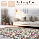 Ultra Soft Area Rug, Non Slip, Stain Resistant, Washable Area Rugs for Living Room, Bedroom, Chic Warm Neutral Palette(White)