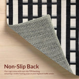 Ultra Soft Area Rug, Non Slip, Stain Resistant, Washable Area Rugs for Living Room, Bedroom, Monochrome Linear Weave Rug with Bold Striped Contrast Pattern(Black)