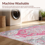Ultra Soft Area Rug, Non Slip, Stain Resistant, Washable Area Rugs for Living Room, Bedroom, Whimsical Lattice Print Elegance(Pink)