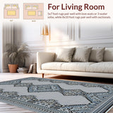 Ultra Soft Area Rug, Non Slip, Stain Resistant, Washable Area Rugs for Living Room, Bedroom, Contemporary Tribal Linear Design(Gray)