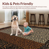 Ultra Soft Area Rug, Non Slip, Stain Resistant, Washable Area Rugs for Living Room, Bedroom, Luxurious Warm Toned Decor(Brown)